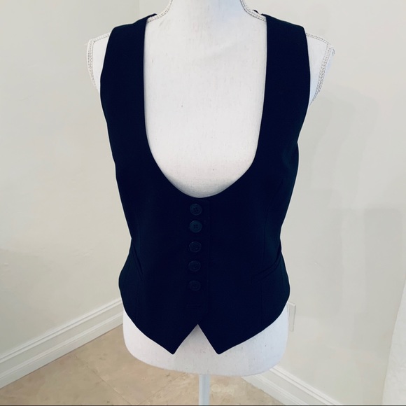 New York & Company Jackets & Blazers - BUTTON UP ADJUSTABLE BACK VEST BLACK